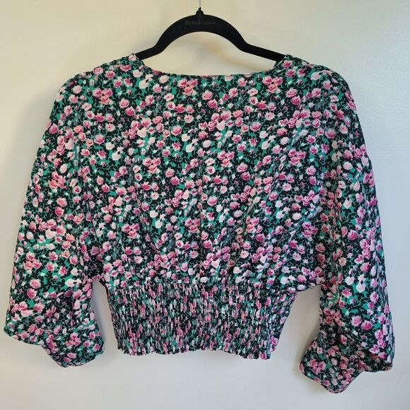 Zara Floral Crop Top Size Medium - Picture 3 of 11
